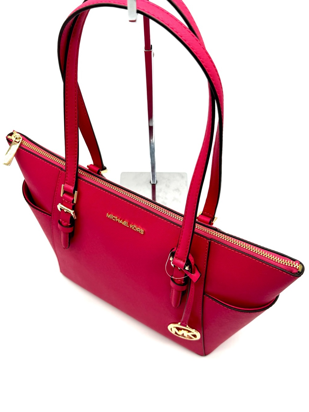 Michael Kors Large Charlotte Tote Bag Electric Pink - Picture 5 of 8